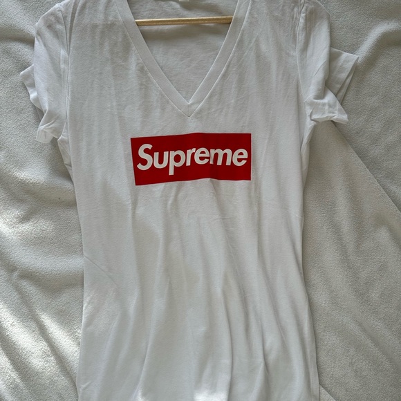 Supreme Tops - Supreme Women's White Tee with Red Logo